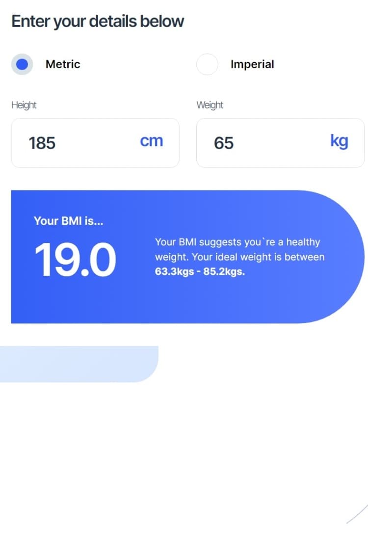 Body mass index calculator